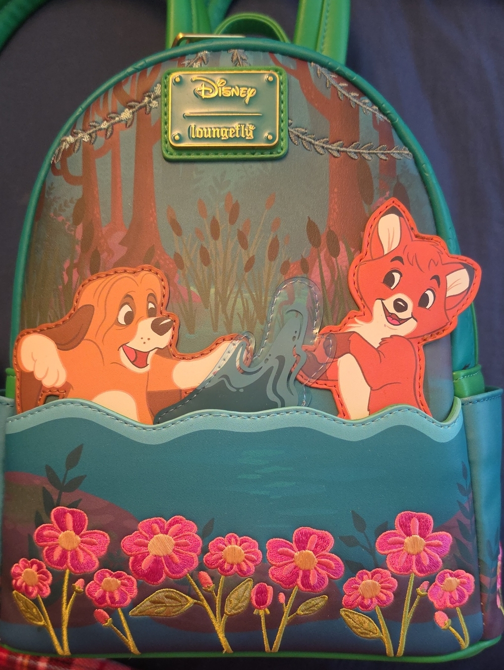 Loungefly Fox & The Hound Mini Backpack with Pink Floral Embroidery